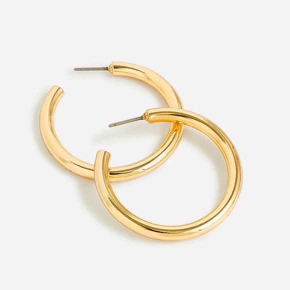 New JCREW Mini Tube Hoop Earrings in Matte Gold - Burnished Gold - Picture 1 of 3